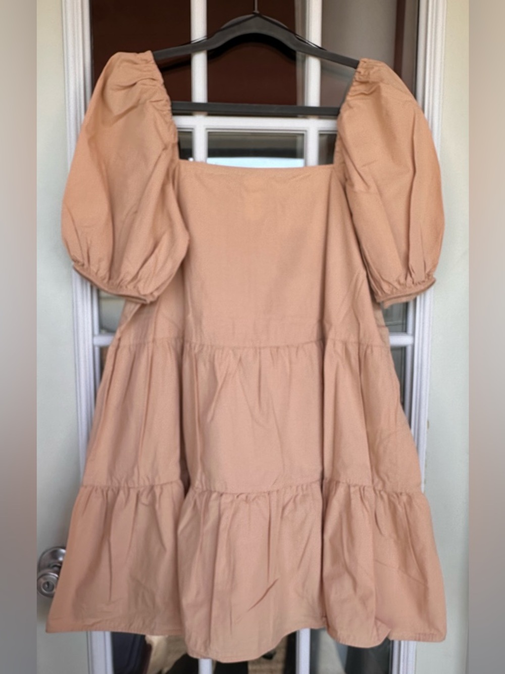 H&M Women’s Puff-Sleeve Tiered Tan Dress - size M